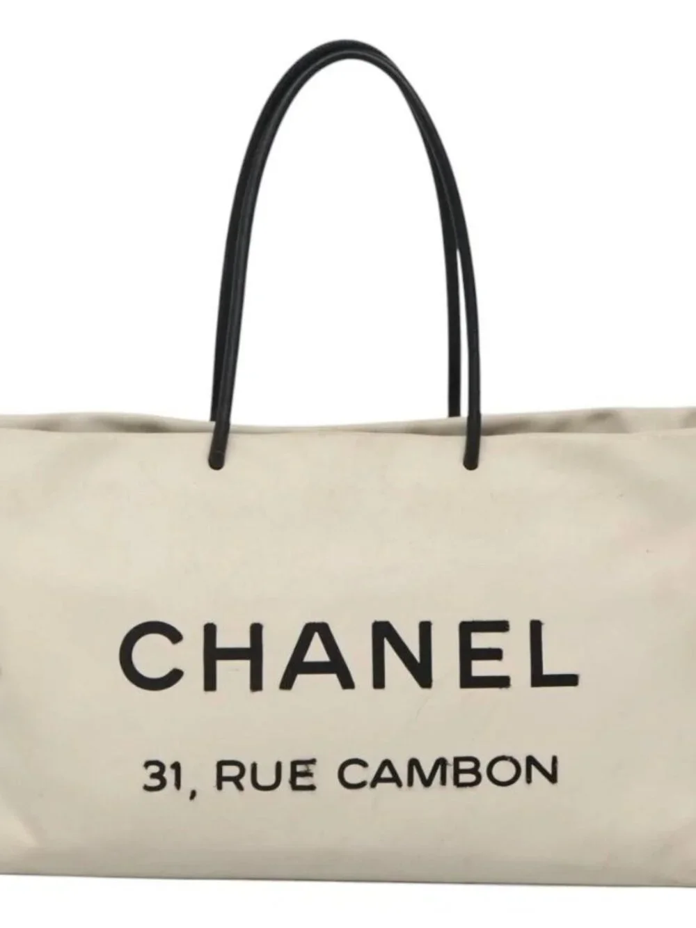 CHANEL Tote Bag Leather White Silver CC Auth ac3702